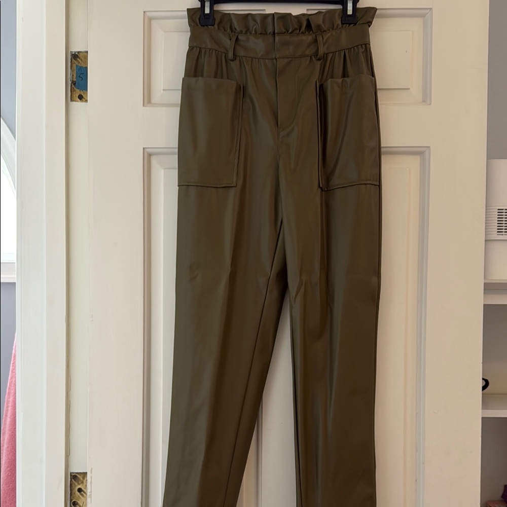 Who What Wear Olive Paperbag Waist Trousers